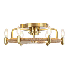 Carregar imagem no visualizador da galeria, 20" Flush Mount Golden Ceiling Fan with Light and Remote Control