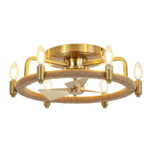 Carregar imagem no visualizador da galeria, 20" Flush Mount Golden Ceiling Fan with Light and Remote Control