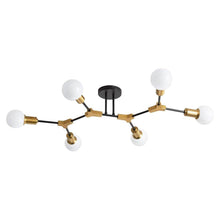 Load image into Gallery viewer, Epinl Modern Sputnik Light Fixture 6-Lights Chandelier Black and Gold Chandelier Metal Semi Flush Mount Ceiling Light for Bedroom Living Room Hallway.E26 Socket