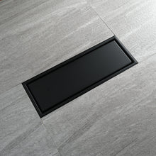 Cargar imagen en el visor de la galería, Matte Black stainless floor drain 11.8inch x 4.3 inch