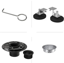 Carregar imagem no visualizador da galeria, Brushed nickel Linear shower drain stainless steel material 24 inch with tile insert 2-in-1 cover with hair strainer and adjustment feet