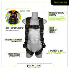 Load image into Gallery viewer, Frontline 110VTB Combat Lite Vest Style Harness with Aluminum Hardware and Suspension Trauma Straps XL/2X