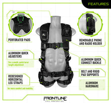 Load image into Gallery viewer, Frontline 250CTB Elite Construction Harness Aluminum Hardware and Suspension Trauma Straps M/L