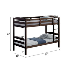 Carregar imagem no visualizador da galeria, Transitional Solid Hardwood Twin over Twin Bunk Bed, Patented Insert & Lock Joint for Extra Safety for Kids