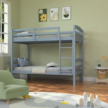 Carregar imagem no visualizador da galeria, Transitional Solid Hardwood Twin over Twin Bunk Bed, Patented Insert & Lock Joint for Extra Safety for Kids
