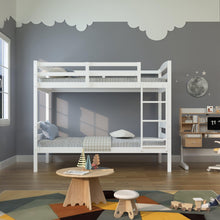 Carregar imagem no visualizador da galeria, Transitional Solid Hardwood Twin over Twin Bunk Bed, Patented Insert & Lock Joint for Extra Safety for Kids