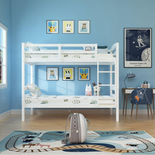 Carregar imagem no visualizador da galeria, Transitional Solid Hardwood Twin over Twin Bunk Bed, Patented Insert & Lock Joint for Extra Safety for Kids