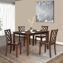 Carregar imagem no visualizador da galeria, 48"W Solid Rubberwood 5-Piece Dining Table Set with Diamond Chair Back