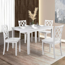 Carregar imagem no visualizador da galeria, 48"W Solid Rubberwood 5-Piece Dining Table Set with Diamond Chair Back