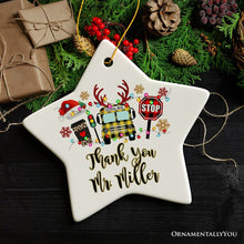 Carregar imagem no visualizador da galeria, Personalized School Bus Driver Buffalo Plaid Leopard Merry Christmas Ornament Gift