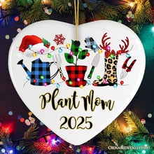 Carregar imagem no visualizador da galeria, Personalized Plant Lover Gift Buffalo Plaid Leopard Merry Christmas Ornament, Botanical Gift
