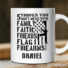 Carregar imagem no visualizador da galeria, 5 Things You Don’t Mess With Dad Personalized Mug, Patriotic Father Gift with Custom Name