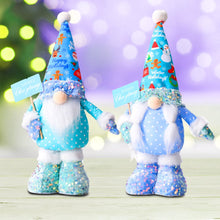 Carregar imagem no visualizador da galeria, Frosty Elegent Winter Luxe Gnome Large Set, Festive Plush Holiday Blue Joyful Home Decor with Sequins