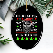 Load image into Gallery viewer, Biker Skull Santa Christmas Ornament