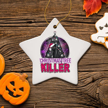 Load image into Gallery viewer, Black Cat Christmas Tree Killer Funny Emo Ornament, Spooky and Creepy Holiday Decor