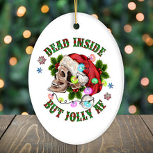 Cargar imagen en el visor de la galería, Cheerfully Grim Festive Emo Skeleton Funny Christmas Ornament, Dead Inside but Jolly AF