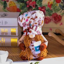 Cargar imagen en el visor de la galería, Cozy Artisanal Cafe Coffee Drinking Gnomes Set of Two, Rustic Bistro Decor Gift