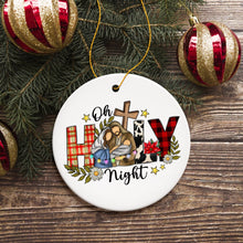 Load image into Gallery viewer, Cute Mary Joseph and Jesus Oh Holy Night Christmas Ornament