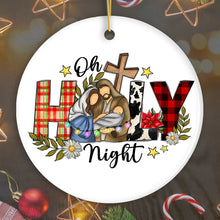 Load image into Gallery viewer, Cute Mary Joseph and Jesus Oh Holy Night Christmas Ornament