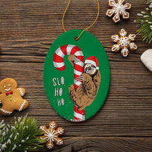 Carregar imagem no visualizador da galeria, Cute Sloth Christmas Ornament, Slo Ho Ho