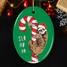 Carregar imagem no visualizador da galeria, Cute Sloth Christmas Ornament, Slo Ho Ho