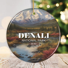 Load image into Gallery viewer, Denali National Park Retro Style Ornament, Alaska USA Tourist Attraction and Gift
