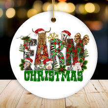 Load image into Gallery viewer, Enchanting Farm Christmas Ceramic Ornament with Horse, Pig, Goat, Cattle and Hog