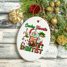 Carregar imagem no visualizador da galeria, Festive Holiday Santa’s Favorite Dentist Christmas Ornament, Dental Gift
