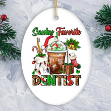 Carregar imagem no visualizador da galeria, Festive Holiday Santa’s Favorite Dentist Christmas Ornament, Dental Gift
