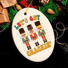 Carregar imagem no visualizador da galeria, Groovy Let’s Get Crackin’ Retro Christmas Ornament with Nutcracker Art