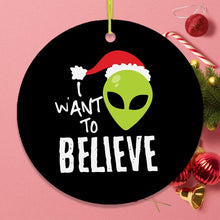 Load image into Gallery viewer, I Want to Believe Alien Santa Christmas Ornament