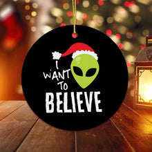 Load image into Gallery viewer, I Want to Believe Alien Santa Christmas Ornament