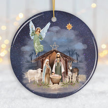 Load image into Gallery viewer, Jesus and Mary Nativity Night Art Illustration Christmas Ornament