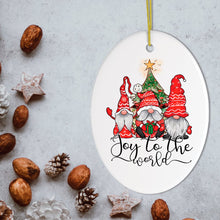 Load image into Gallery viewer, Joy to the World Christmas Ornament with Gnomes