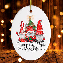 Load image into Gallery viewer, Joy to the World Christmas Ornament with Gnomes