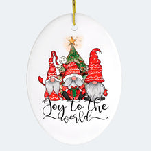 Load image into Gallery viewer, Joy to the World Christmas Ornament with Gnomes