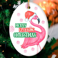 Load image into Gallery viewer, Merry Flocking Christmas Pink Flamingo Christmas Tree Decoration Ornament