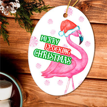 Load image into Gallery viewer, Merry Flocking Christmas Pink Flamingo Christmas Tree Decoration Ornament