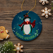 Carregar imagem no visualizador da galeria, Merry and Bright Penguin Christmas Ornament