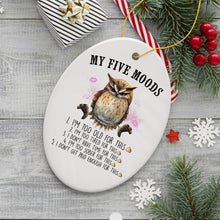 Load image into Gallery viewer, My Five Moods Quirky Owl Ornament, Cute and Funny Christmas Gift