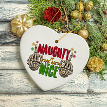 Carregar imagem no visualizador da galeria, Naughty is the New Nice Hardcore Merry Christmas Ornament, Skeleton Hands with Middle Fingers
