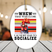 Load image into Gallery viewer, Quirky Antisocial Rooster Ceramic Ornament, Cute and Funny Christmas Gift