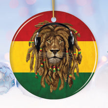 Carregar imagem no visualizador da galeria, Reggae Lion Ornament, Jamaican Christmas Decoration, Reggae Music Flag