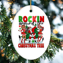 Carregar imagem no visualizador da galeria, Rockstar Dancing Santa and the Ladies Cool and Funny Ornament, Rockin Around the Christmas Tree