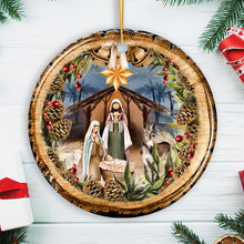 Carregar imagem no visualizador da galeria, Rustic Nativity Birth of Christ Scene Ornament, Christianity and Son of God