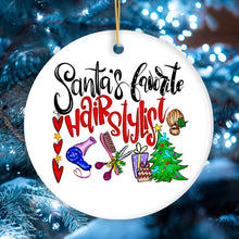 Load image into Gallery viewer, Santa’s Favorite Hairstylist Christmas Ornament, Hairdresser Appreciation Gift Idea