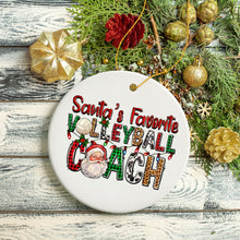 Load image into Gallery viewer, Santa’s Favorite Volleyball Coach Plaid Christmas Ornament