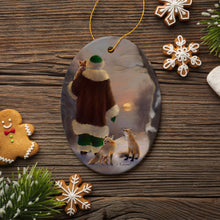 Load image into Gallery viewer, Santa's Foxes Woodland Sunset Art Christmas Ornament