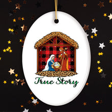 Carregar imagem no visualizador da galeria, True Story Nativity Plaid Birth of Christ Ornament