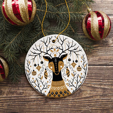 Load image into Gallery viewer, Vintage Nordic Winter Deer Ornament
